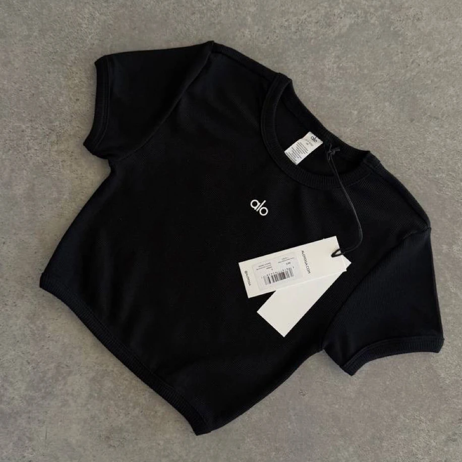 Alo Yoga Crop T-Shirt Black görsel 2