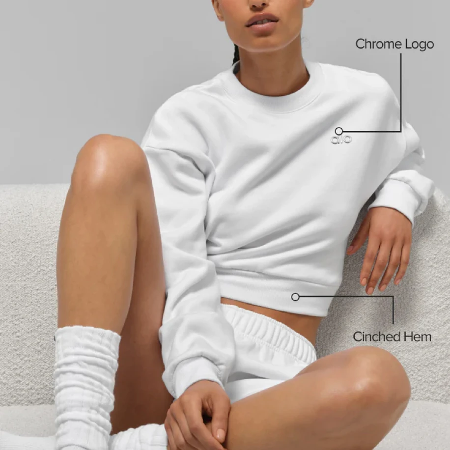 Alo Yoga Cropped White Sweatshirt görsel 2